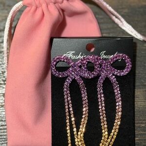 BP Purple and Gold Bow Earrings